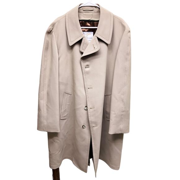 London Fog Maincoats Beige Khaki Tan Trench Coat Clipper Collar Size 46 - Picture 1 of 9